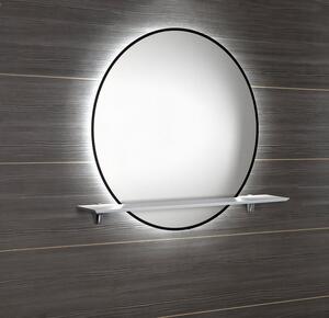 Sapho SHARON kulaté LED podsvícené zrcadlo s policí ø 80cm, černá mat ((E28904CI-01)