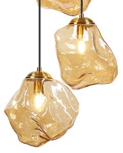 Lustr na lanku CRISTAL 5xE14/15W/230V mosaz/kouřová béžová