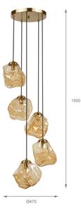 Lustr na lanku CRISTAL 5xE14/15W/230V mosaz/kouřová béžová