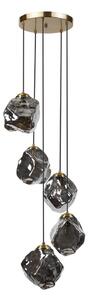 Lustr na lanku CRISTAL 5xE14/15W/230V mosaz/kouřová černá