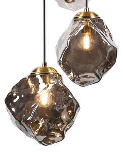 Lustr na lanku CRISTAL 5xE14/15W/230V mosaz/kouřová černá