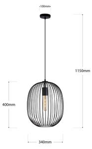 Lustr na lanku OVELLA 1xE27/15W/230V pr. 34 cm černá