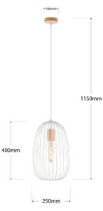 Lustr na lanku OVELLA 1xE27/15W/230V pr. 25 cm krémová/borovice