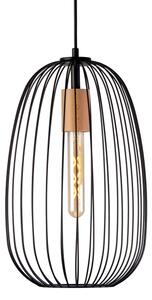 Lustr na lanku OVELLA 1xE27/15W/230V pr. 25 cm černá/borovice
