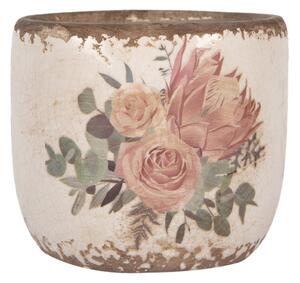 Keramický květináč růže a eukalyptus Vintage Rose XS – 8x7 cm