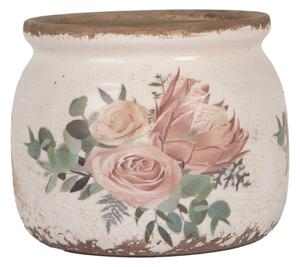 Keramický květináč růže a eukalyptus Vintage Rose S – 12x10 cm
