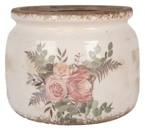 Keramický květináč růže a eukalyptus Vintage Rose L – 20x15 cm