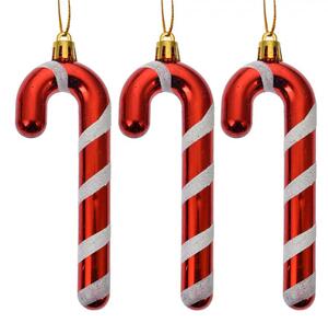 Vánoční závěsná ozdoba červená cukrová hůlka Candy Cane (sada 3 ks) – 4x1x13 cm