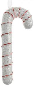 Vánoční závěsná ozdoba stříbrno-červená cukrová hůlka Candy Cane – 17 cm