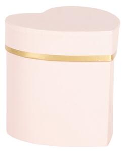 Růžovo-zlatá krabička na dárek / šperk ve tvaru srdce – 10 x 10 cm