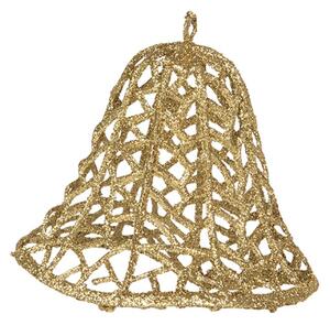 Vánoční ozdoba zlatý třpytivý zvonek – 11x11 cm