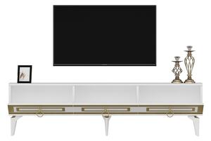 TV stolek/skříňka Pemava 2 (bílá + zlatá). 1095407