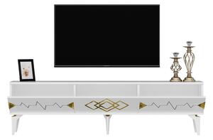 TV stolek/skříňka Vubuda (bílá + zlatá). 1095417