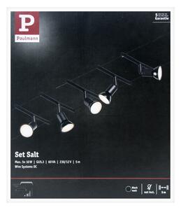 Paulmann 94446 - SADA 5xGU5,3/10W Kompletní lankový systém SALT 230V černá