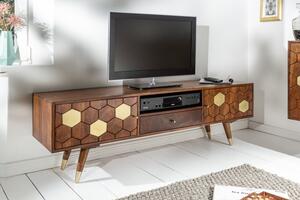 Televizní stolek MYSTIC GOLD 140 CM masiv akácie Nábytek | Obývací pokoj | Televizní stolky