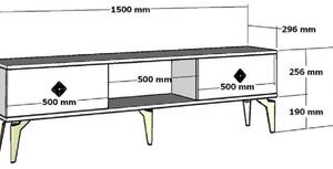 TV stolek/skříňka s krbem Kebive (bílá + zlatá). 1095525