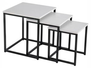 Set 3 konferenčních stolků KASTLER 3 bílá matná/černá - TempoKondela