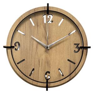 Dřevěné nástěnné hodiny 30-50 cm - moderní dubový design hodiny | SENTOP HDF0601-GOLD-OAK