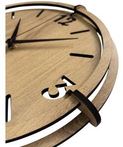 Dřevěné nástěnné hodiny 30-50 cm - moderní dubový design hodiny | SENTOP HDF0601-GOLD-OAK