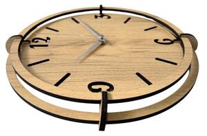 Dřevěné nástěnné hodiny 30-50 cm - moderní dubový design hodiny | SENTOP HDF0601-GOLD-OAK