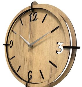 Dřevěné nástěnné hodiny 30-50 cm - moderní dubový design hodiny | SENTOP HDF0601-GOLD-OAK