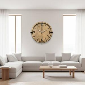 Dřevěné nástěnné hodiny 30-50 cm - moderní dubový design hodiny | SENTOP HDF0601-GOLD-OAK