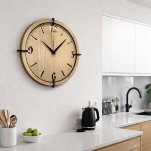 Dřevěné nástěnné hodiny 30-50 cm - moderní dubový design hodiny | SENTOP HDF0601-GOLD-OAK