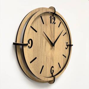 Dřevěné nástěnné hodiny 30-50 cm - moderní dubový design hodiny | SENTOP HDF0601-GOLD-OAK