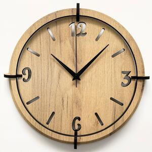 Dřevěné nástěnné hodiny 30-50 cm - moderní dubový design hodiny | SENTOP HDF0601-GOLD-OAK