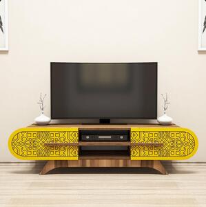 TV stolek/skříňka Mekebu 3 (ořech + žlutá). 1095590