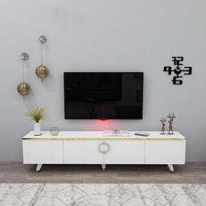 TV stolek/skříňka Bamete (bílá + zlatá). 1095598
