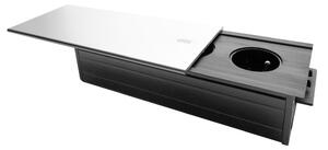 ORNO Zásuvkový blok do pracovní desky s posuvným víkem, 3x zásuvka, bez kabelu, černo - stříbrná barva