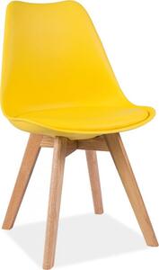 Casarredo Plastová jídelní židle KRIS žlutá/dub