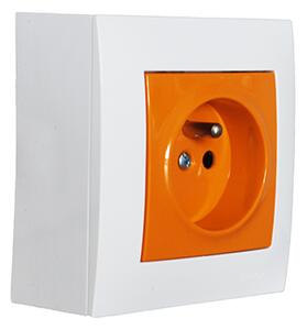 KS Zásuvkový blok nástěnný 1x 250V/16A bez kabelu, barva bílo-oranžová