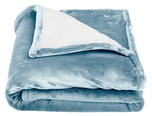 Oboustranná deka sherpa a fleece ledově modrá 180x220 cm