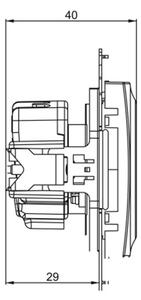 KS Zásuvka čtyřnásobná 4x 250V/16A pod omítku, průhledná víčka, rámeček a kryty zásuvek v černé matné barvě