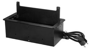 ORNO Vestavný zásuvkový blok 2x 230V, 2x port RJ45, 2x USB-A nabíječka 5V, zaoblené hrany, prachový kartáč, kabel 1.5m, barva černá