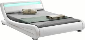 Tempo Kondela Čalouněná postel FILIDA 160x200, s LED osvětlením, bílá