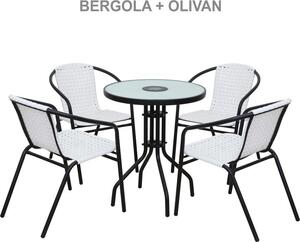 Tempo Kondela Stohovatelná záhradní židle BERGOLA, bílá/černý kov