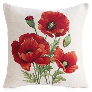 GOBELÍNOVÝ DEKORAČNÍ POVLAK NA POLŠTÁŘ PAPAVER 45X45 CM KVĚTY