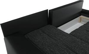 Tempo Kondela Rohová sedací souprava TRAMP rozkládací s úložným prostorem, černá/černý melír