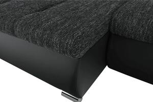 Tempo Kondela Rohová sedací souprava TRAMP rozkládací s úložným prostorem, černá/černý melír