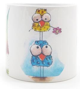 Porcelánový hrnek Srdeční záležitost Ptáčci a ovečka, bílý, český design, 200 ml
