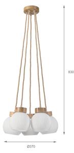 Lustr na lanku LOOMIS 5xE27/15W/230V 83 cm béžová/dub