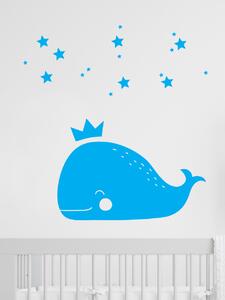 Velryba a hvězdy - samolepky na zeď Barevná varianta: modrá