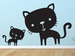 Kočka a koťátko - samolepky na zeď Barevná varianta: černá