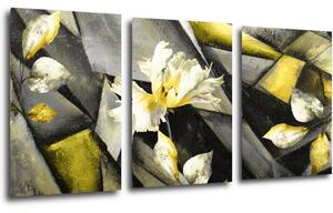 Impresi Obraz Abstraktní žluto šedý - 120 x 60 cm (3 dílný)