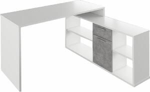 Tempo Kondela Rohový psací stůl NOE NEW, bílá/beton