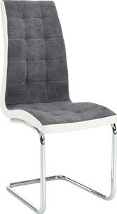 Tempo Kondela Pohupovací jídelní židle SALOMA NEW, tmavě šedá látka/bílá ekokůže/chrom