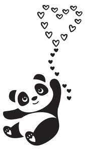 Panda s balónkem srdíček- samolepky na zeď Barevná varianta: černá
